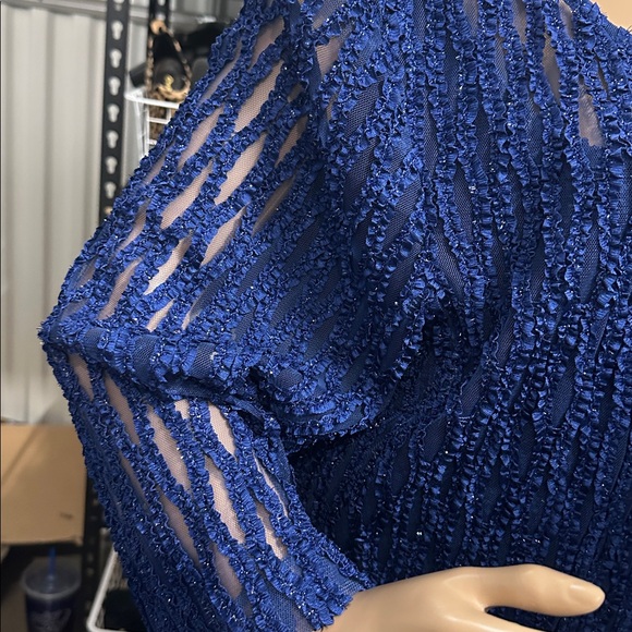 NWT Alex evenings 2 piece size 18 Elegant Bright Blue Beaded Gown - Picture 12 of 12